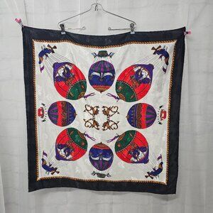 Unbranded Scarf Hot Air Balloon Square Black Red Baroque Maximalist